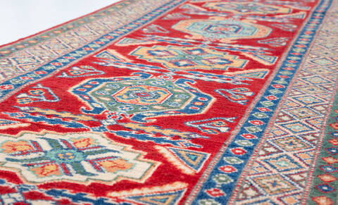 Kazak Red Runner Hand Knotted 28 X 98  Area Rug 700-157769 Image 3