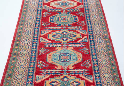 Kazak Red Runner Hand Knotted 28 X 98  Area Rug 700-157769 Image 5