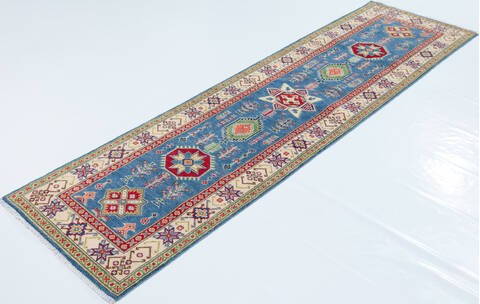 Kazak Blue Runner Hand Knotted 27 X 97  Area Rug 700-157770 Image 2