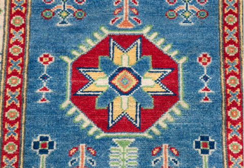 Kazak Blue Runner Hand Knotted 27 X 97  Area Rug 700-157770 Image 6