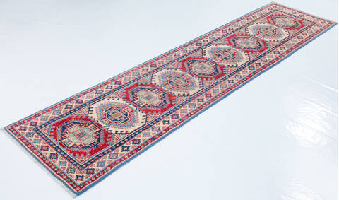 Kazak Blue Runner Hand Knotted 26 X 108  Area Rug 700-157771 Image 2