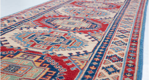 Kazak Blue Runner Hand Knotted 26 X 108  Area Rug 700-157771 Image 3