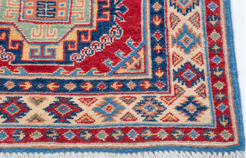 Kazak Blue Runner Hand Knotted 26 X 108  Area Rug 700-157771 Image 4