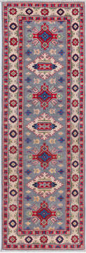 Afghan Kazak Blue Runner 6 to 9 ft Wool Carpet 157772