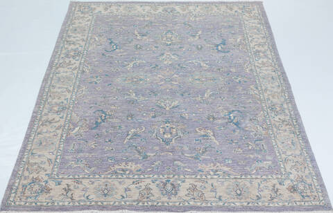 Chobi Purple Hand Knotted 51 X 70  Area Rug 700-157782 Image 1