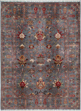 Chobi Grey Hand Knotted 5'0" X 6'8"  Area Rug 700-157787