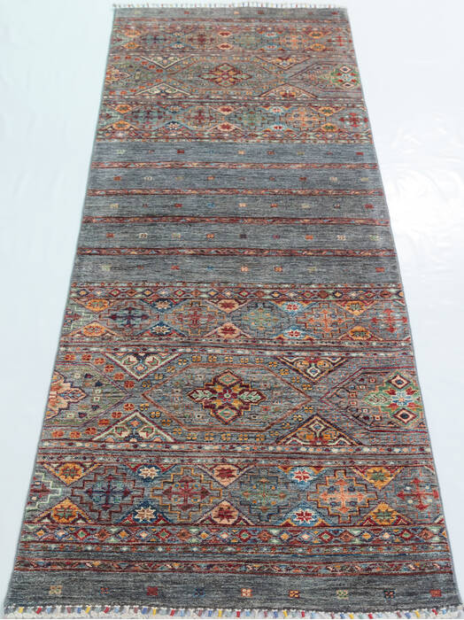 Chobi Grey Runner Hand Knotted 210 X 82  Area Rug 700-157797 Image 1
