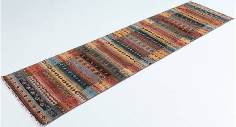 Chobi Multicolor Runner Hand Knotted 27 X 105  Area Rug 700-157800 Image 2