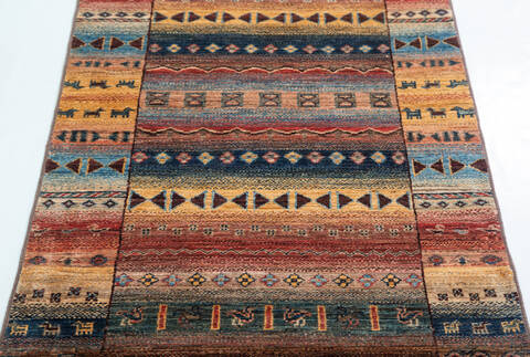 Chobi Multicolor Runner Hand Knotted 27 X 105  Area Rug 700-157800 Image 5