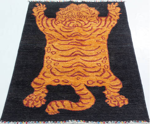 Chobi Black Hand Knotted 32 X 50  Area Rug 700-157809 Image 1