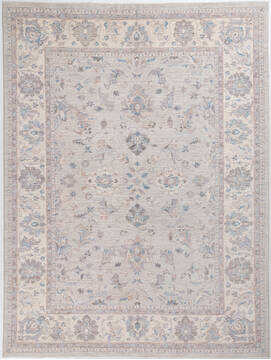 Afghan Chobi Light Gray Rectangle 9x12 ft Wool Carpet 157894
