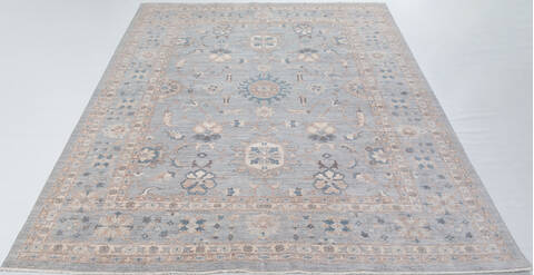 Chobi Light Blue Hand Knotted 80 X 102  Area Rug 700-157896 Image 1