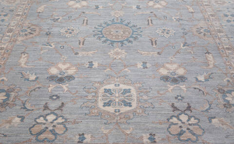 Chobi Light Blue Hand Knotted 80 X 102  Area Rug 700-157896 Image 4
