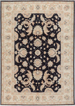 Afghan Chobi Black Rectangle 5x8 ft Wool Carpet 157920