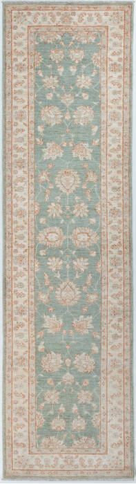 Chobi Green Runner Hand Knotted 27 X 98  Area Rug 700-157933 Image 0