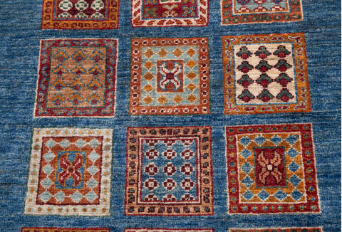 Chobi Blue Runner Hand Knotted 211 X 104  Area Rug 700-157946 Image 6