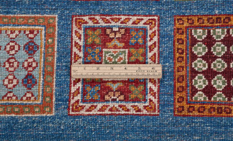 Chobi Blue Runner Hand Knotted 211 X 104  Area Rug 700-157946 Image 8