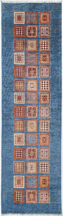 Chobi Blue Runner Hand Knotted 211 X 104  Area Rug 700-157946 Image 0