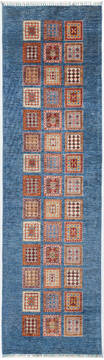 Afghan Chobi Blue Runner 10 to 12 ft Wool Carpet 157946