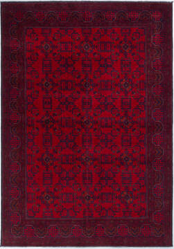 Afghan Khan Mohammadi Red Rectangle 7x10 ft Wool Carpet 157952