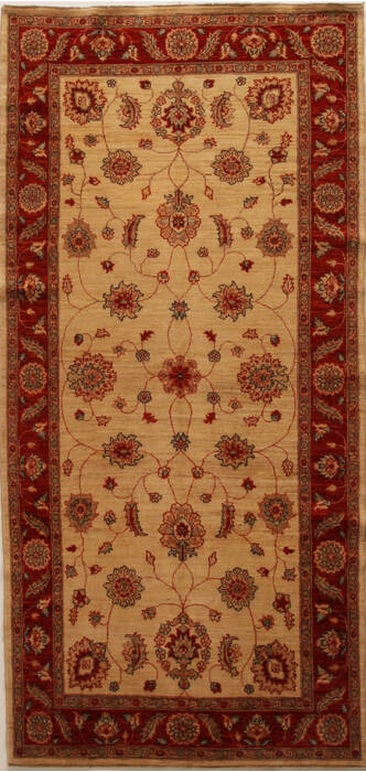 Pishavar Beige Runner Hand Knotted 50 X 101  Area Rug 250-16052 Image 0