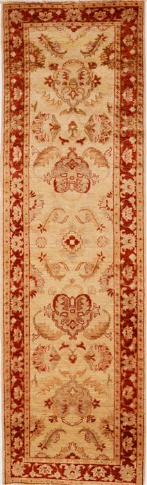 Chobi Beige Runner Hand Knotted 211 X 99  Area Rug 100-16251 Image 0