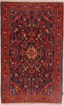 Jozan Blue Hand Knotted 4'4" X 7'1"  Area Rug 400-16401