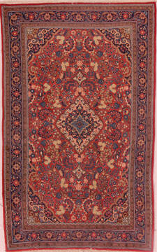 Jozan Red Hand Knotted 4'3" X 6'10"  Area Rug 400-16406