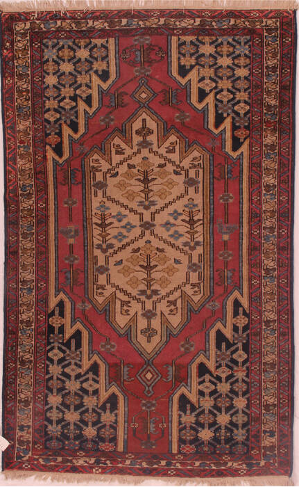 Mazlaghan Blue Hand Knotted 41 X 67  Area Rug 400-16414 Image 0