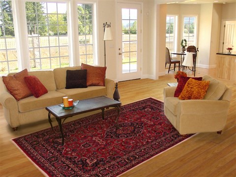 Mashad Red Hand Knotted 69 X 101  Area Rug 400-16434 Image 2