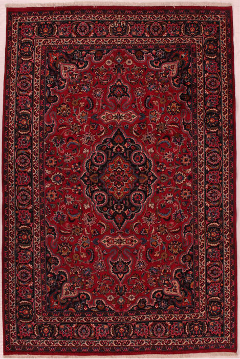 Mashad Red Hand Knotted 69 X 101  Area Rug 400-16434 Image 0