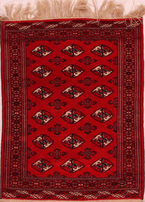 Turkman Red Hand Knotted 36 X 47  Area Rug 400-16441 Image 0
