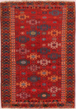 Persian Kurdi Red Rectangle 3x4 ft Wool Carpet 16446