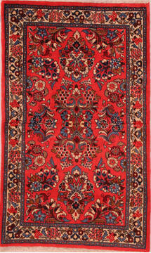 Persian sarouk Purple Rectangle 3x4 ft Wool Carpet 16452