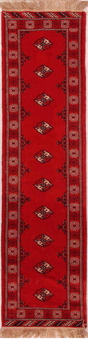 Turkman Red Runner Hand Knotted 27 X 99  Area Rug 400-16468 Image 0
