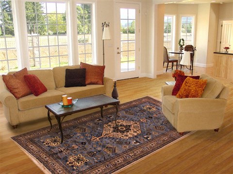 Ardebil Blue Hand Knotted 60 X 90  Area Rug 400-16470 Image 4