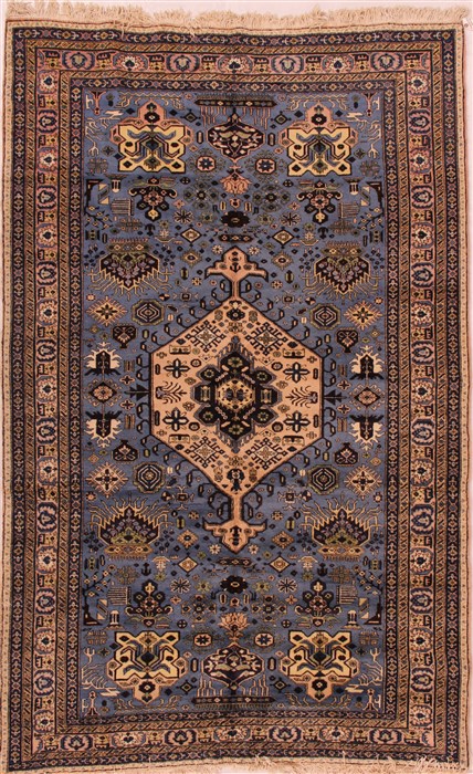 Ardebil Blue Hand Knotted 60 X 90  Area Rug 400-16470 Image 0