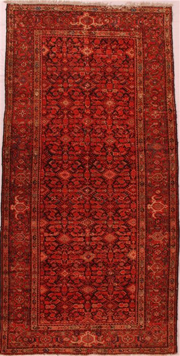 Malayer Red Runner Hand Knotted 51 X 102  Area Rug 400-16479 Image 0