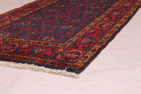 Hamedan Blue Runner Hand Knotted 31 X 1611  Area Rug 400-16485 Image 2