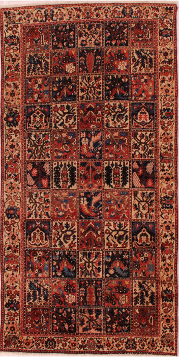 Bakhtiar Red Runner Hand Knotted 50 X 100  Area Rug 400-16493 Image 0