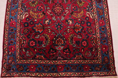 Mashad Red Runner Hand Knotted 35 X 126  Area Rug 400-16495 Image 4