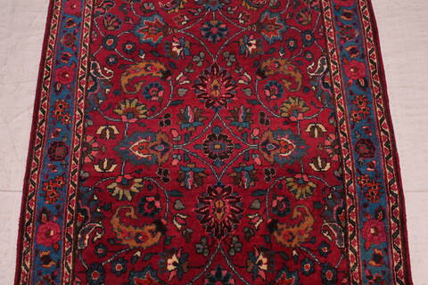 Mashad Red Runner Hand Knotted 35 X 126  Area Rug 400-16495 Image 5