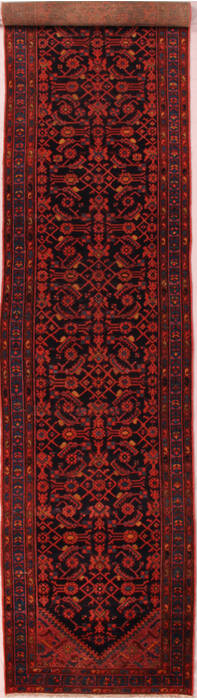 Malayer Black Runner Hand Knotted 35 X 162  Area Rug 400-16499 Image 0