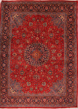 Persian Sarouk Red Rectangle 10x13 ft Wool Carpet 16510