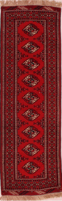 Bokhara Red Runner Hand Knotted 26 X 79  Area Rug 400-16520 Image 0