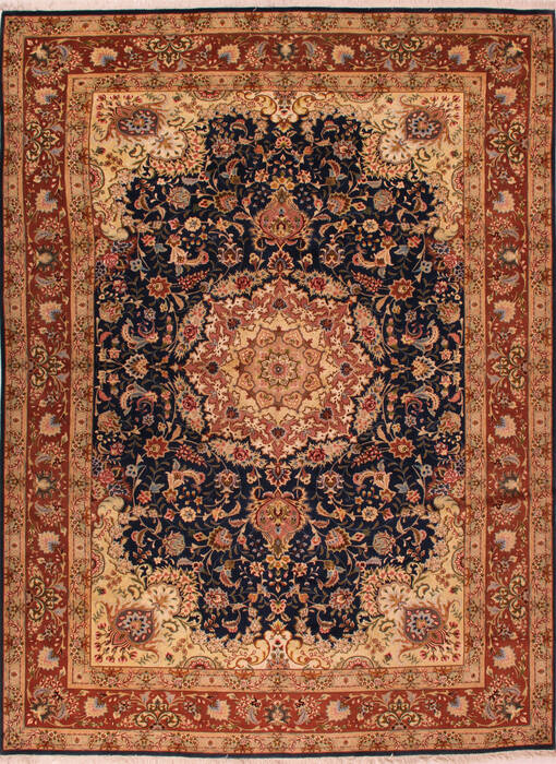 Tabriz Blue Hand Knotted 84 X 113  Area Rug 400-16570 Image 0