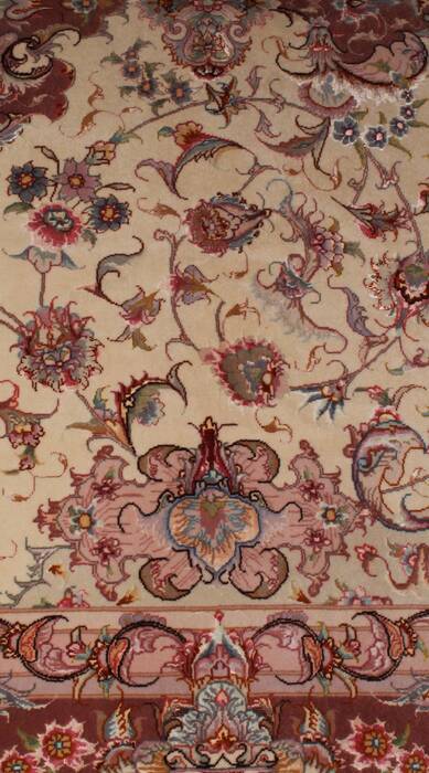 Tabriz Beige Hand Knotted 67 X 100  Area Rug 400-16581 Image 13