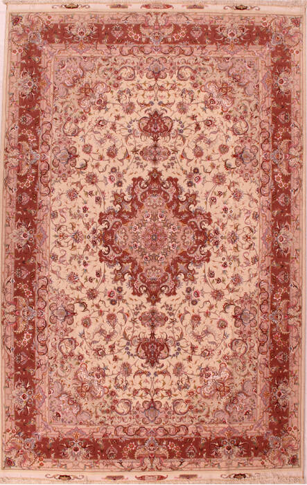 Tabriz Beige Hand Knotted 67 X 100  Area Rug 400-16581 Image 0