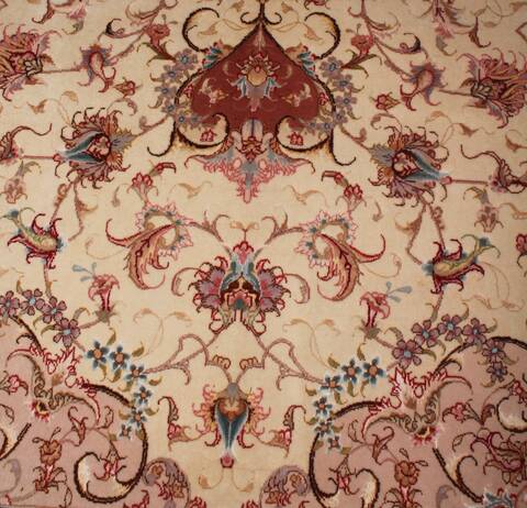 Tabriz Beige Hand Knotted 70 X 101  Area Rug 400-16583 Image 13