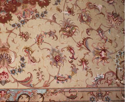 Tabriz Beige Hand Knotted 70 X 101  Area Rug 400-16583 Image 16